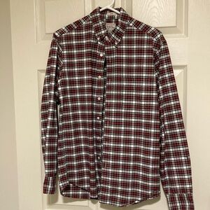 J Crew Red Men’s Red and White Casual Button Down Shirt like new